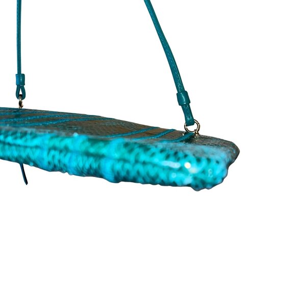 Clemente Vintage Womens Crossbody Clutch Bag Green Snake Skin Casual - Picture 10 of 11